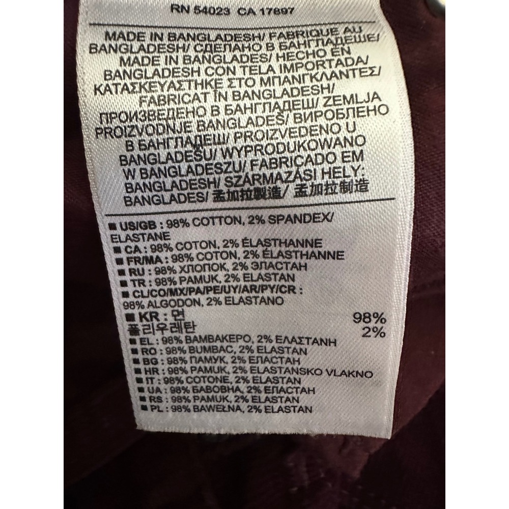 Banana Republic Womens Skinny Corduroy Pants 24/00P Burgundy Petite Stretch Fall - Picture 6 of 7